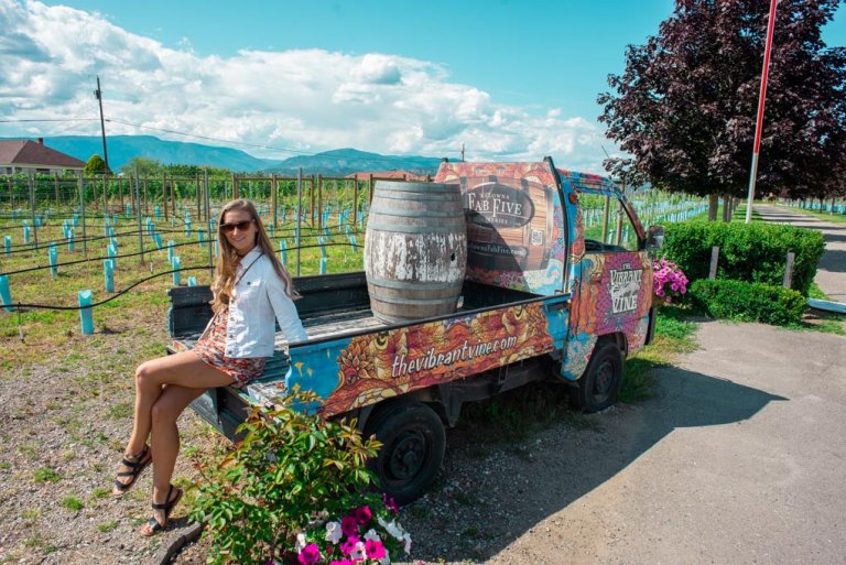 Bailey poses for a photo at a winery in Kelowna, BC