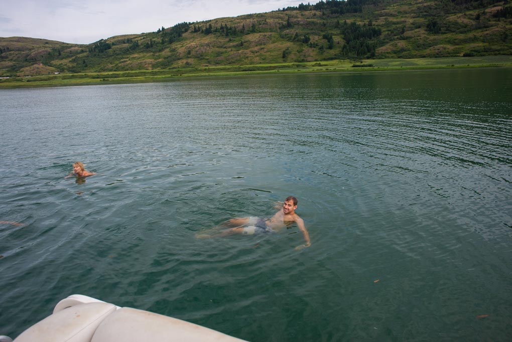 Hanging out on Lake Okanagan on our boat tour in Vernon