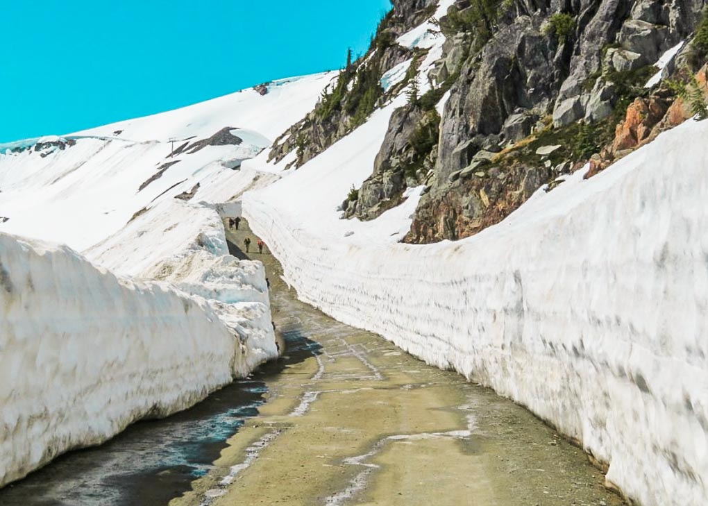 The snow walls on Blackcomb mountain in Whistler