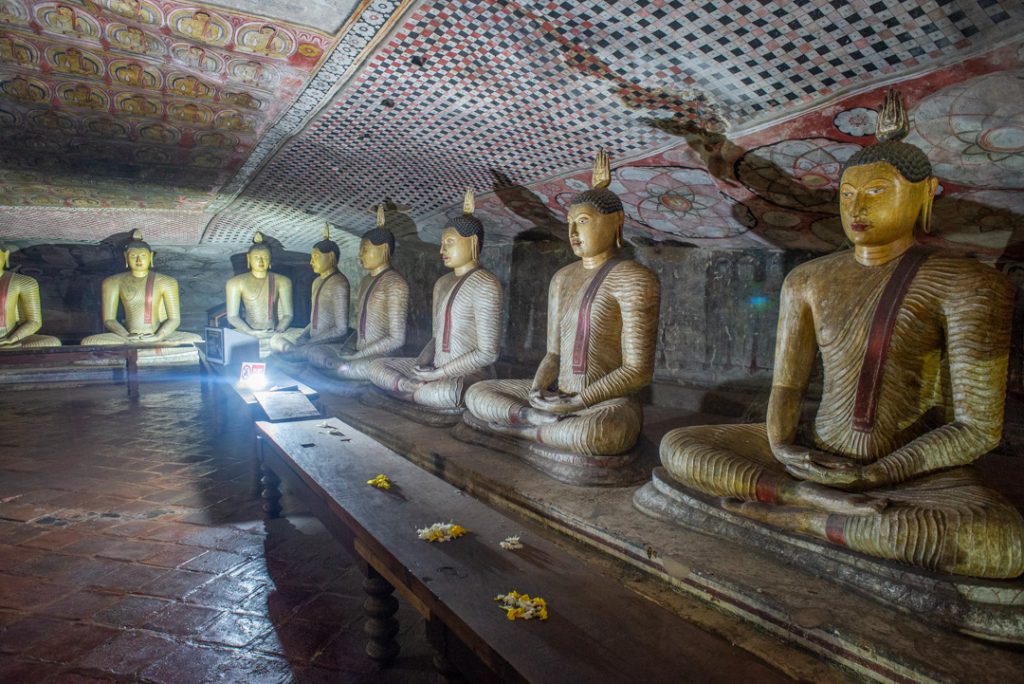 Buddha statues in the Dambulla Cave Temples