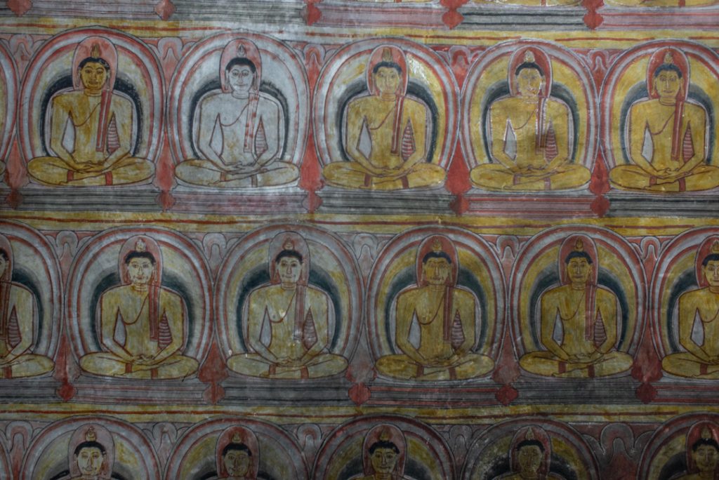The paintings on the walls of the Dambulla Cave Temple