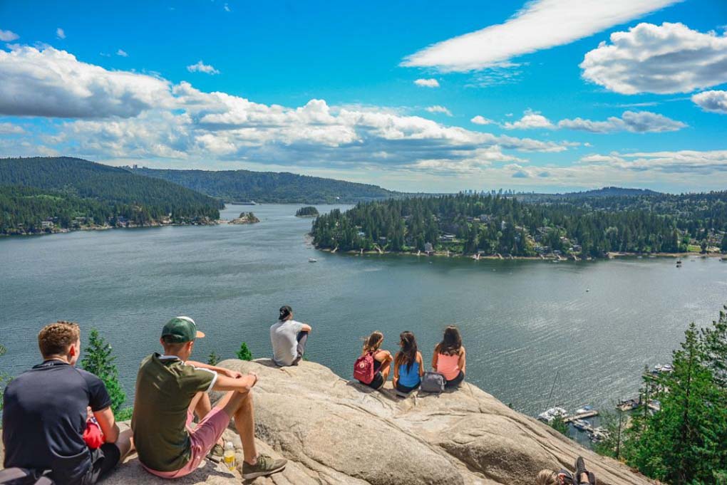 The views overlooking the water from Quarry Rock, Vancouver