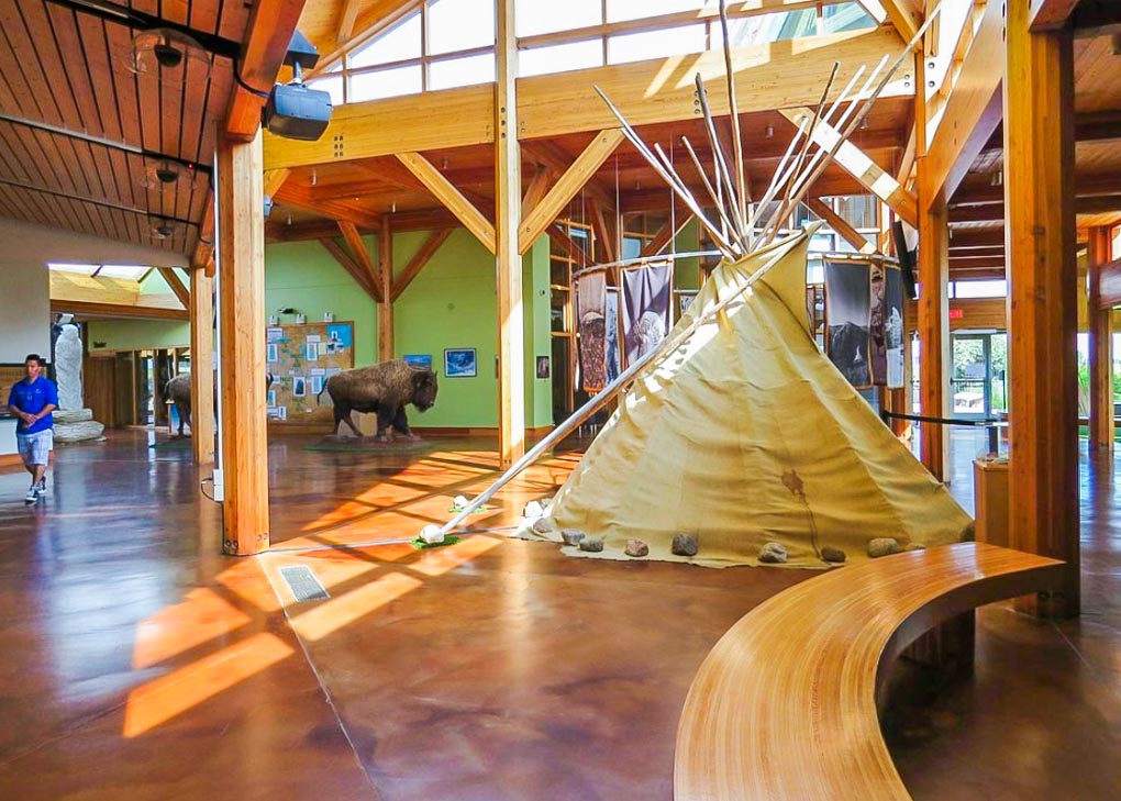The inside of Wanuskewin Heritage Park museum