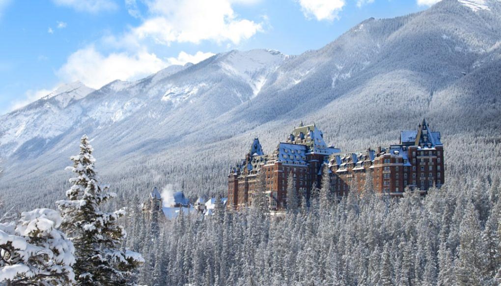 Fairmont Springs Hotel on a winters day in Banff