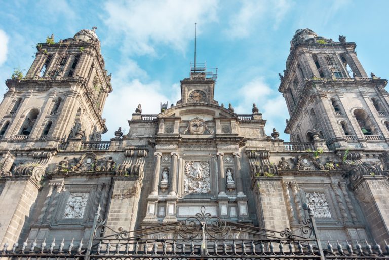 The central cathedral in Mexico City, Mexico