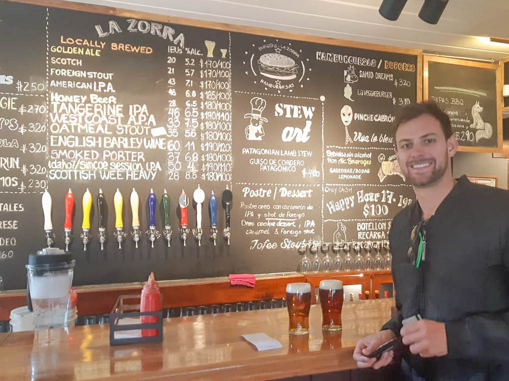 Drinking craft beer in El Chalten
