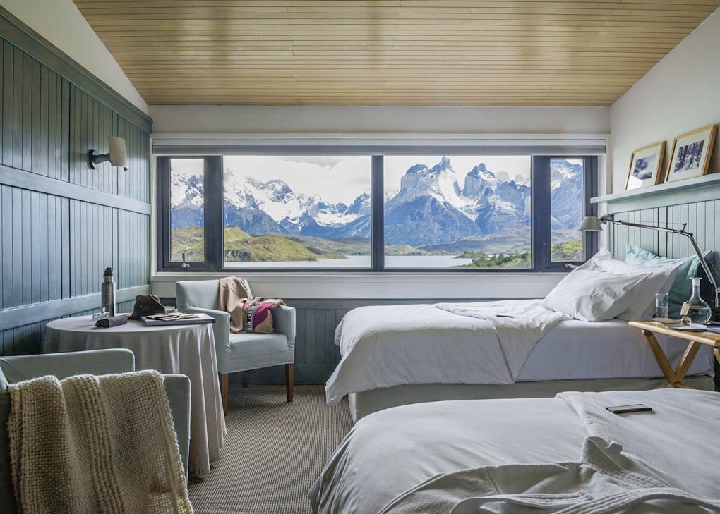 The views of Torres del Paine National park from a room at Explora Patagonia