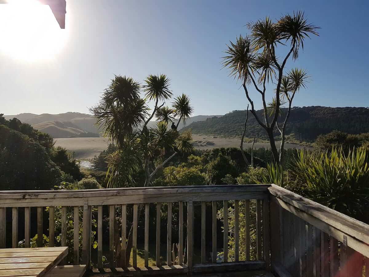 the view from Ruru Cottage near Bethells Beach