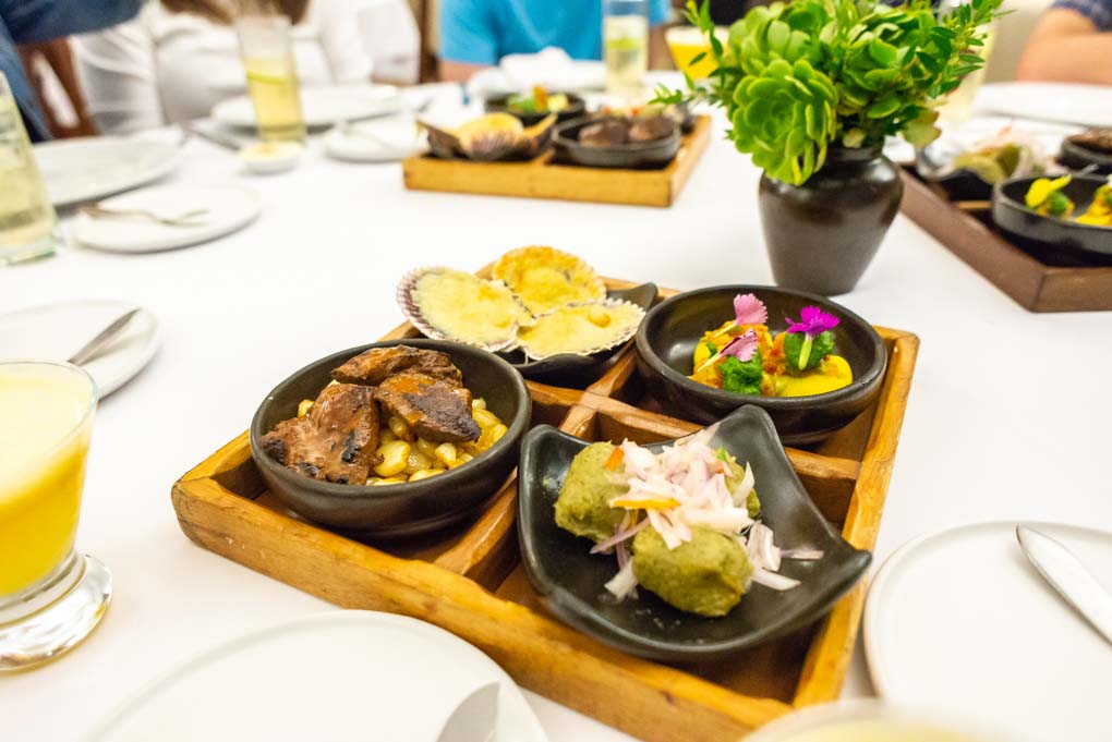 Four samples of Perivion Food on our Lima food tour