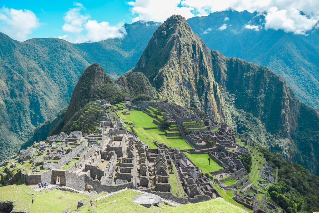Machu Picchu, Peru with Huayna Picchu in the backgound after completing the Salkantay Trek