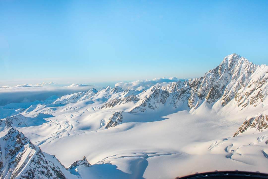 The west coast of New Zelaand taken from a Mount Cook helicopter flight