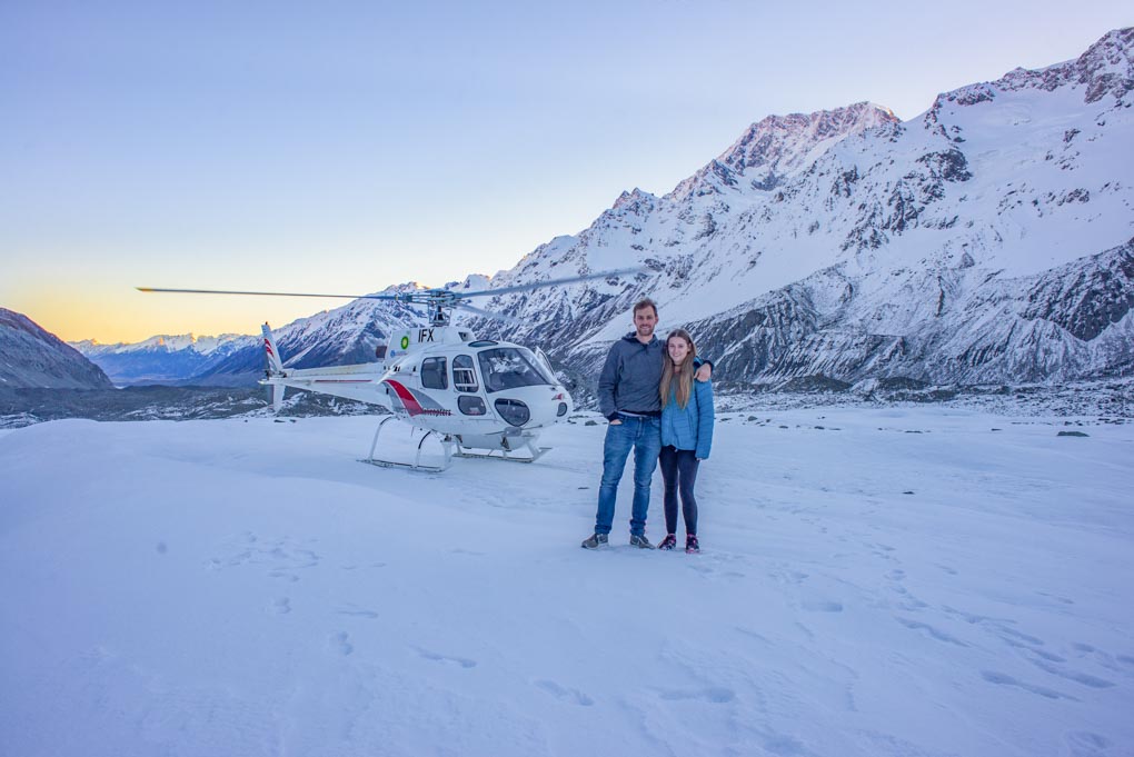 Landing on the Tasman Glacier on a Mount Cook helicopter flight!