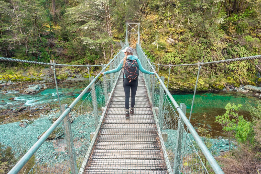 A suspension bridge at the start of the Routeburn Track