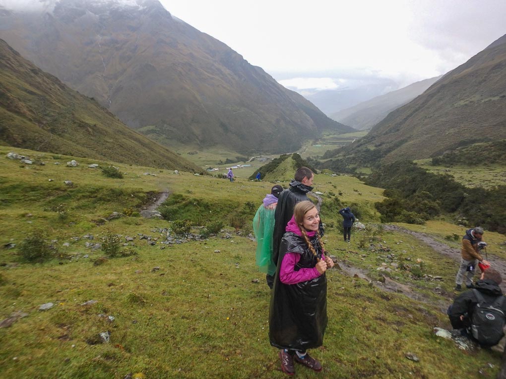 Bailey wearing a poncho on the Salkantay Trek