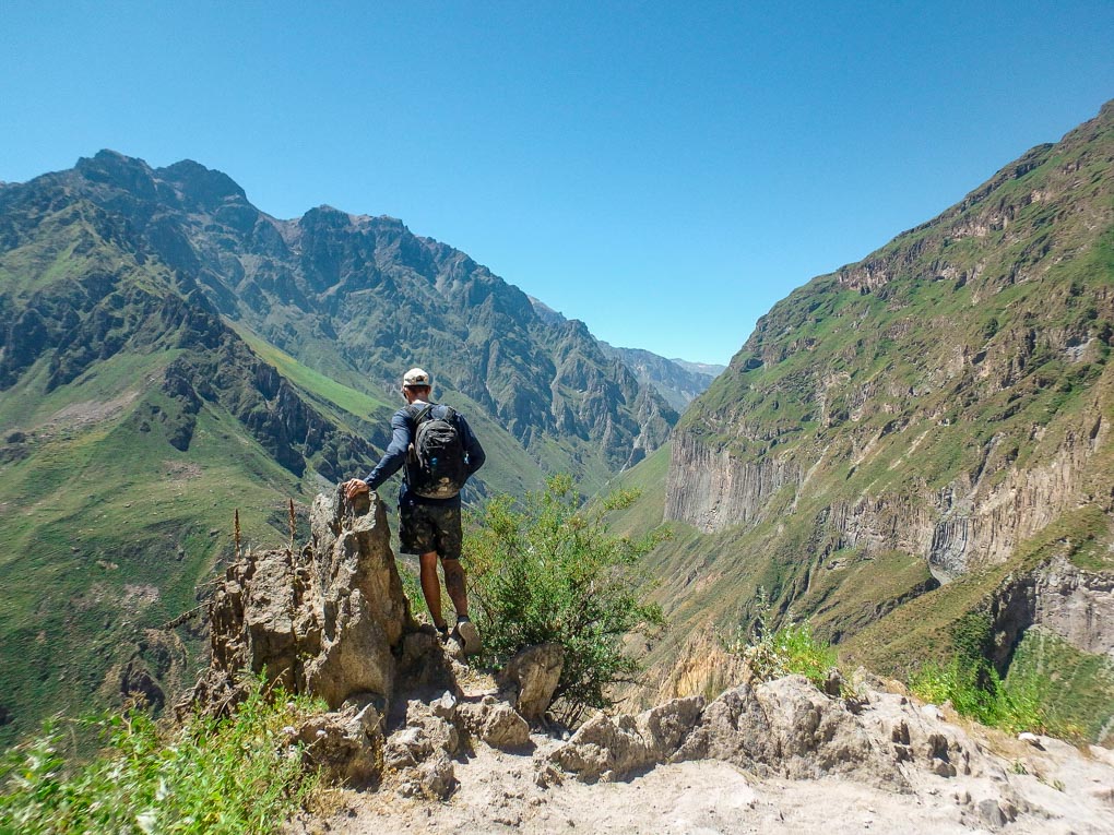 Staring into the Colca Canyon in Peru