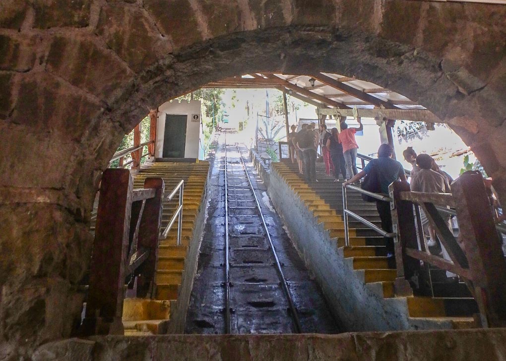 bottom of funicular in Santiago chile