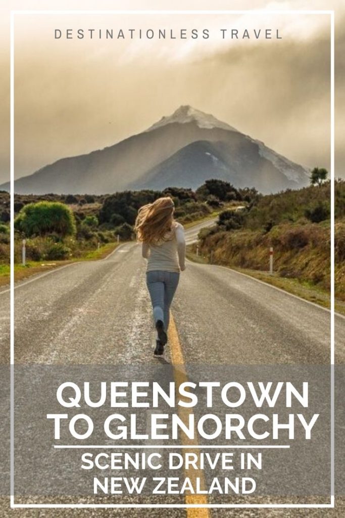 queenstown to glenorchy scenic drive in new zealand pin