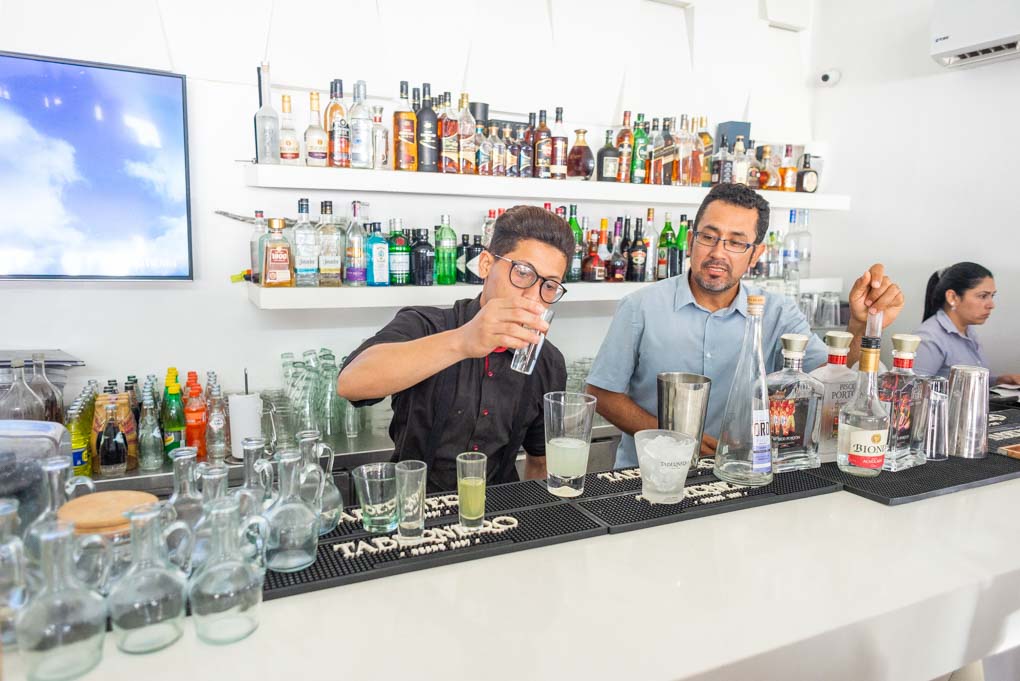 A bartender makes a pisco sour on our Pisco Sour Tours