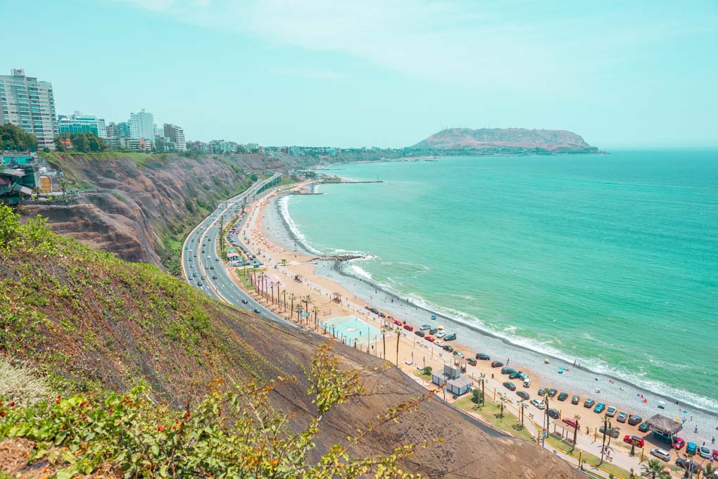 The coastline of Miraflores, Peru