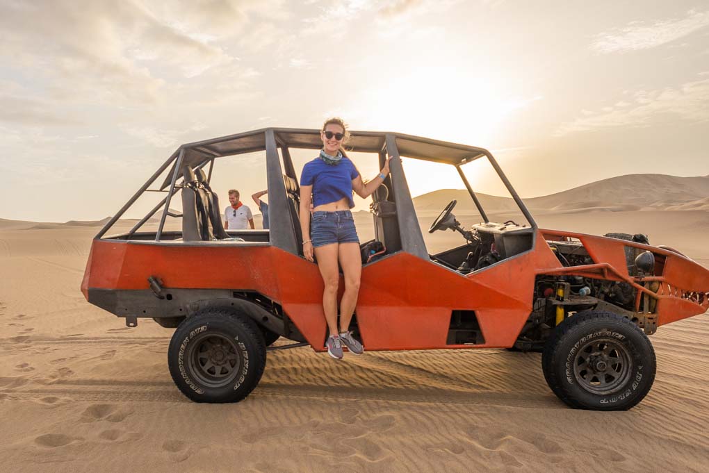 Sunset on the sand dunes of Huacachina, Peru