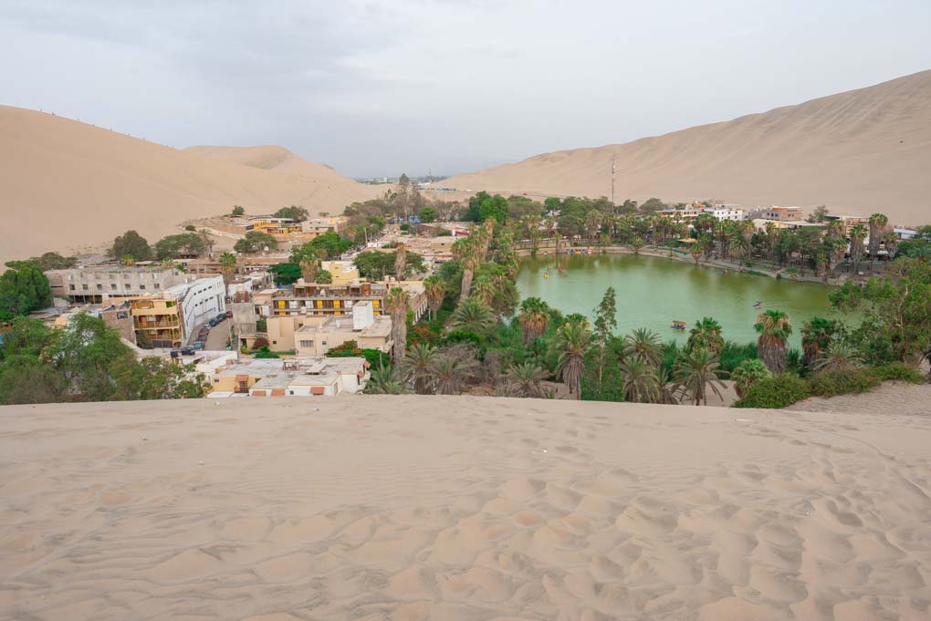 Panoramic view of Huacachina, Peru