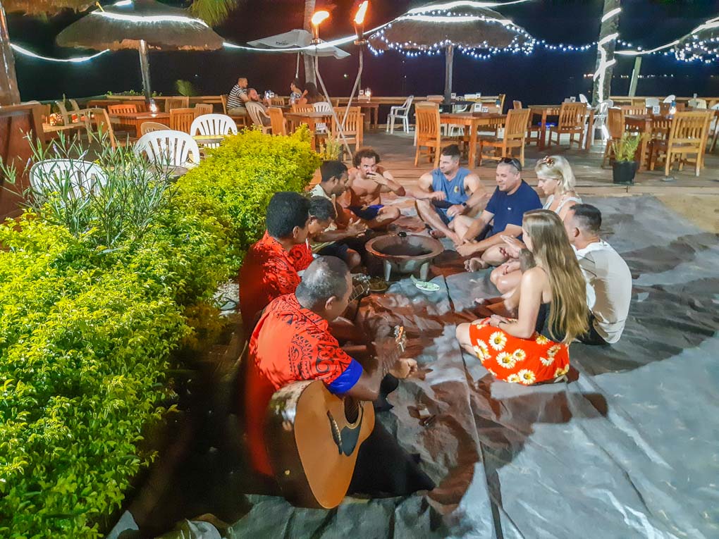 drinking Kava at a hotel in Nadi, Fiji