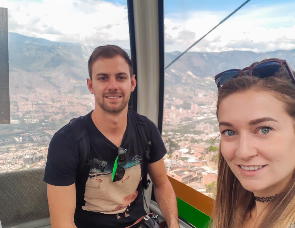 Bailey and I take the gondola up to Parque Arvi, Medellin