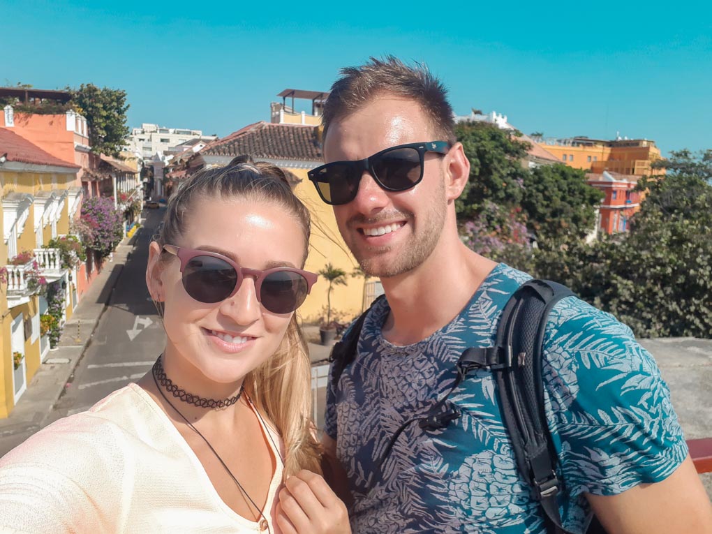 Bailey and Daniel take a selfie in Cartagena, Colombia