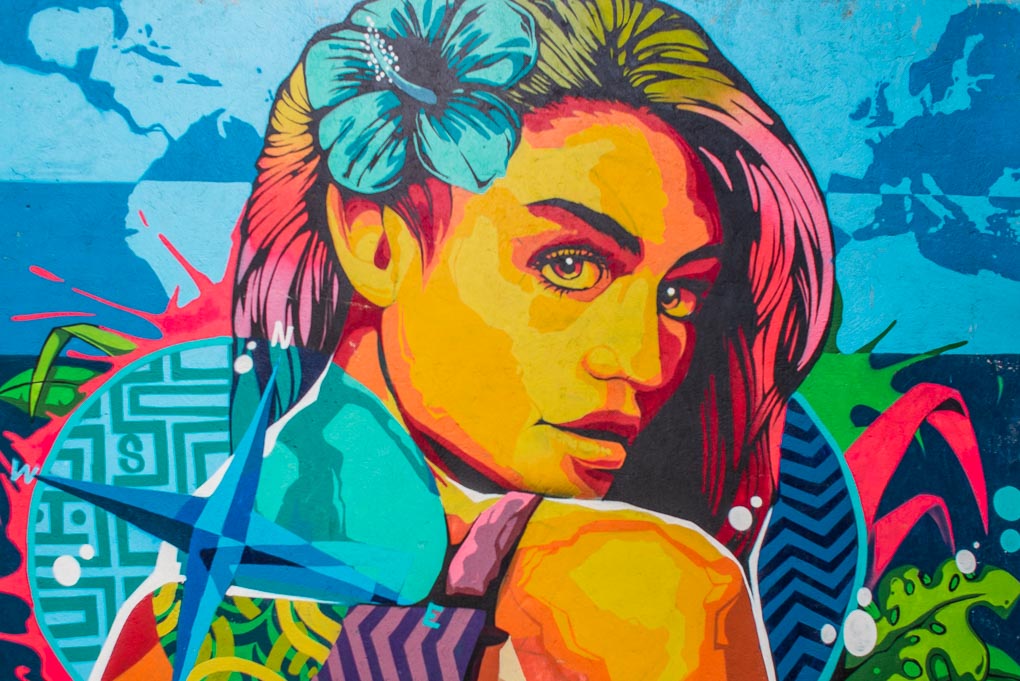 Artwork on a wall in El Poblado, Medellin, Colombia