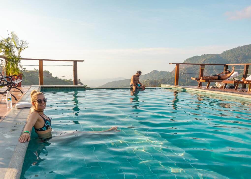 Bailey relaxes in the pool at Casa Viejas, Minca
