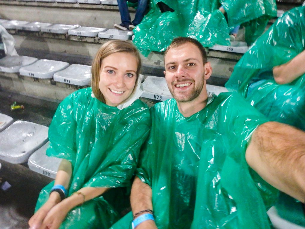 Bailey and I at a football match in Medellin, Colombia