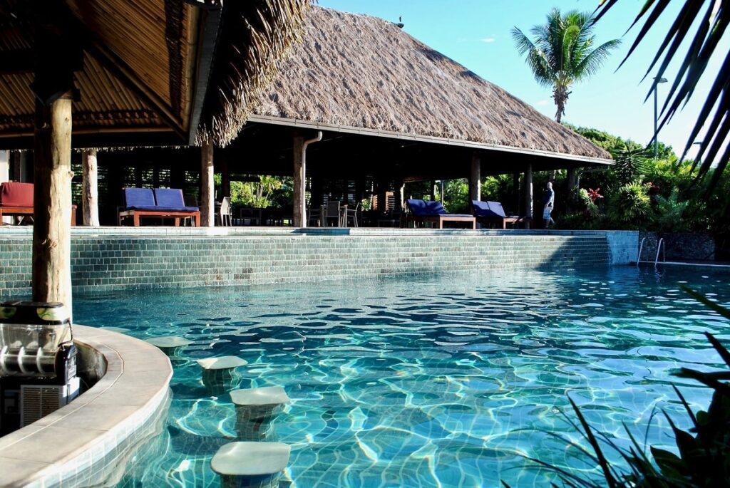 the pool at the Outrigger Beach Resort in Fiji