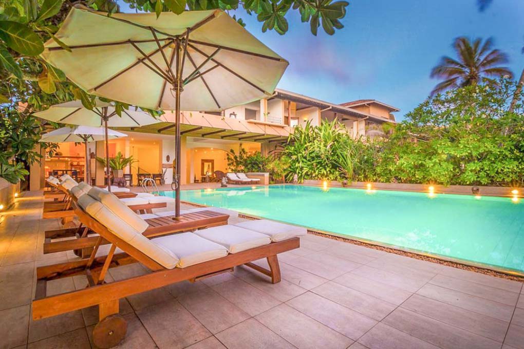 The pool at the Aditya Boutique Hotel in Sri Lanka