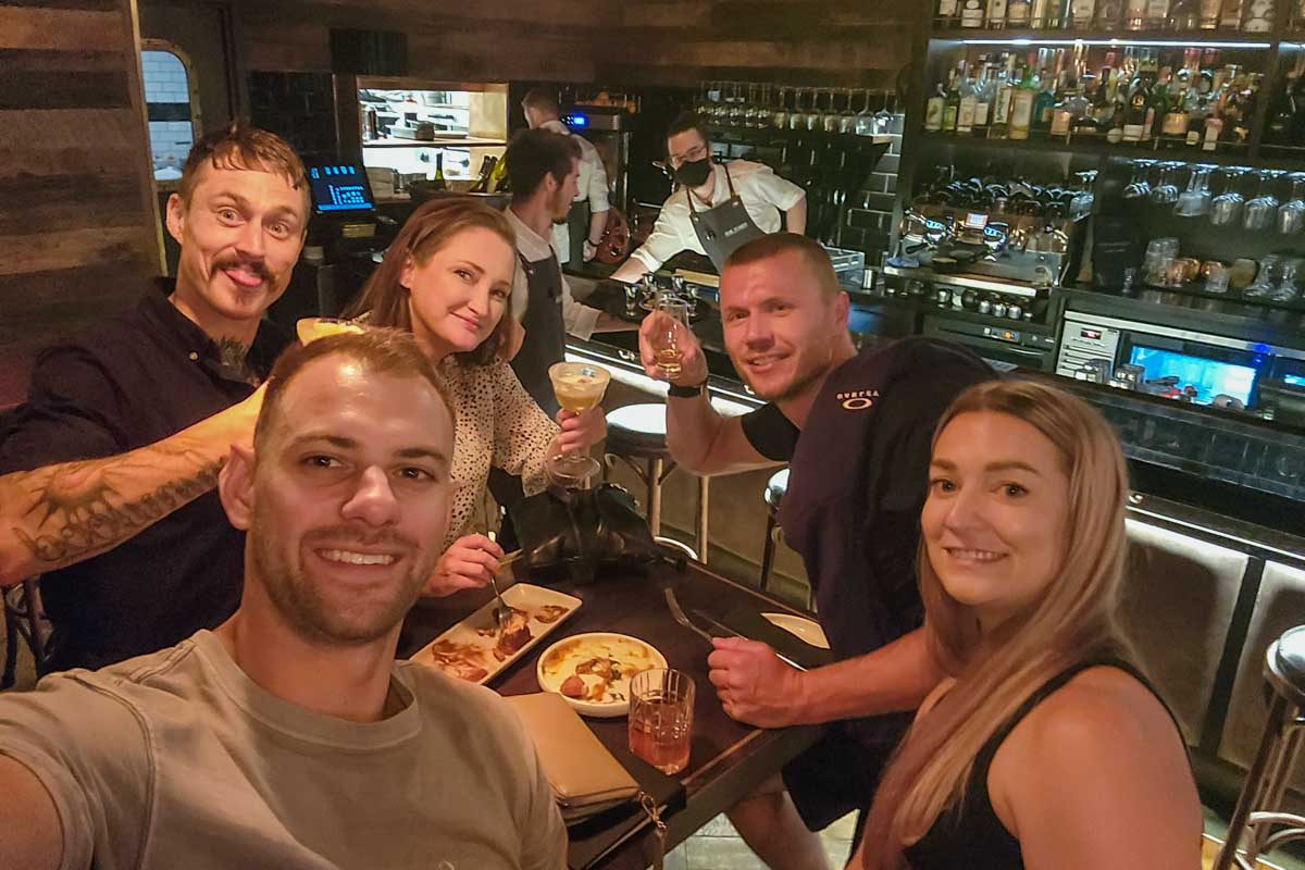 A group of people out on a pub crawl in Queenstown