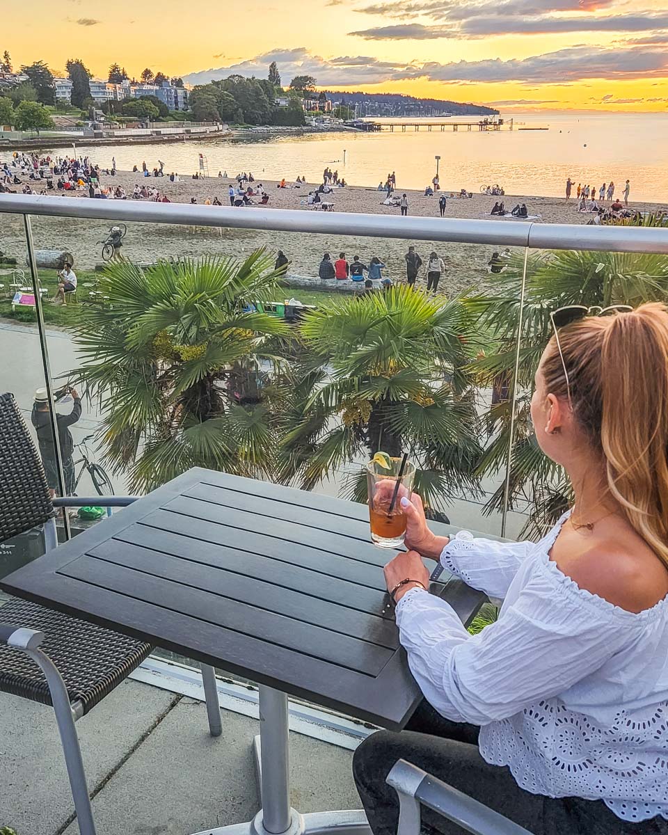 Bailey sits at the Boatshed Restaurant in Kitsilano, Vancouver, BC