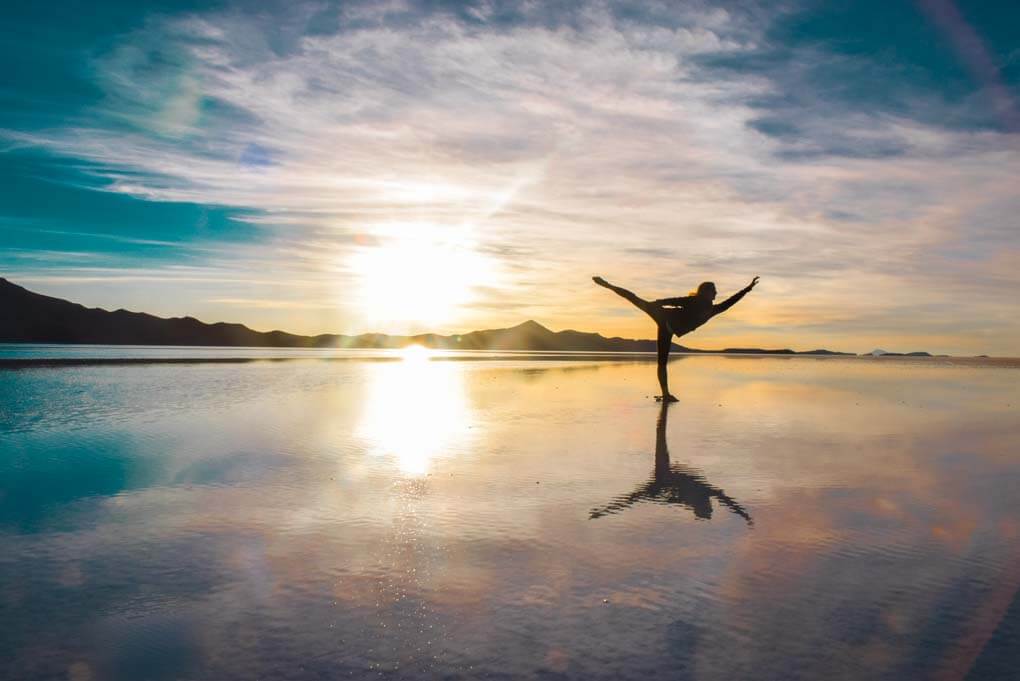 Bailey poses for a photo on the salt flats of bolivia