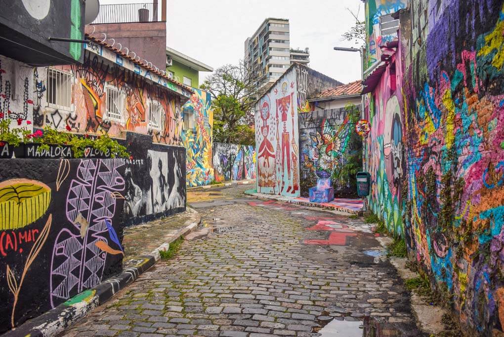 A colorful street in Vila Madalena in Sao Paulo