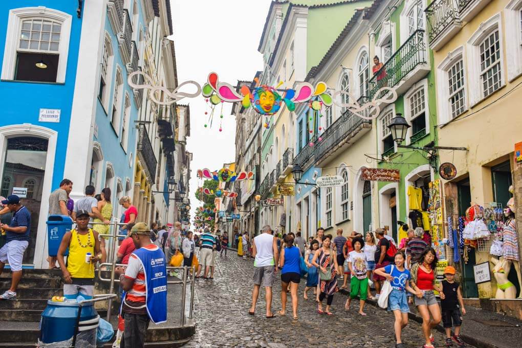 A vibrant street in Salvador, Brazil