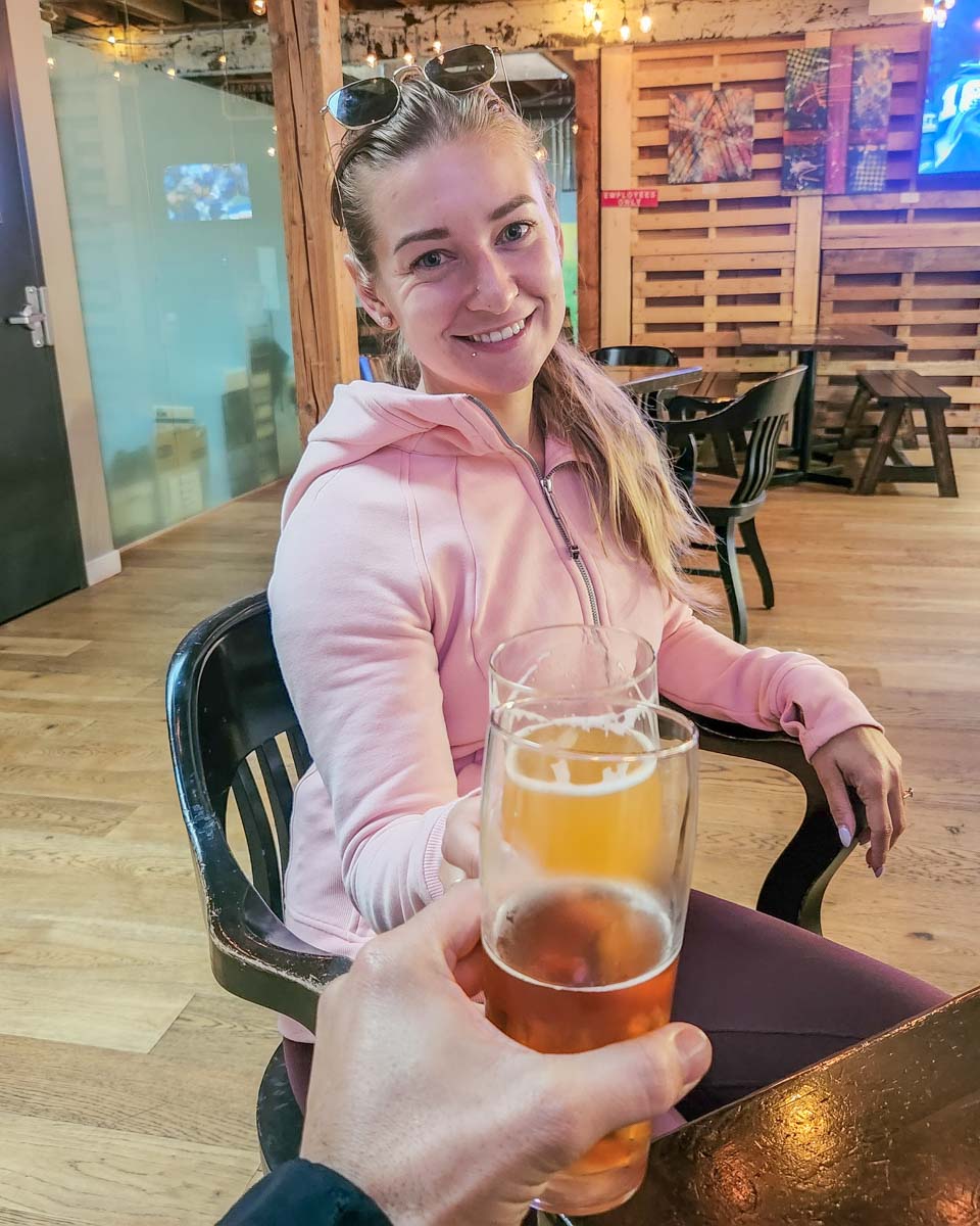 Having a beer at East Van Brewing