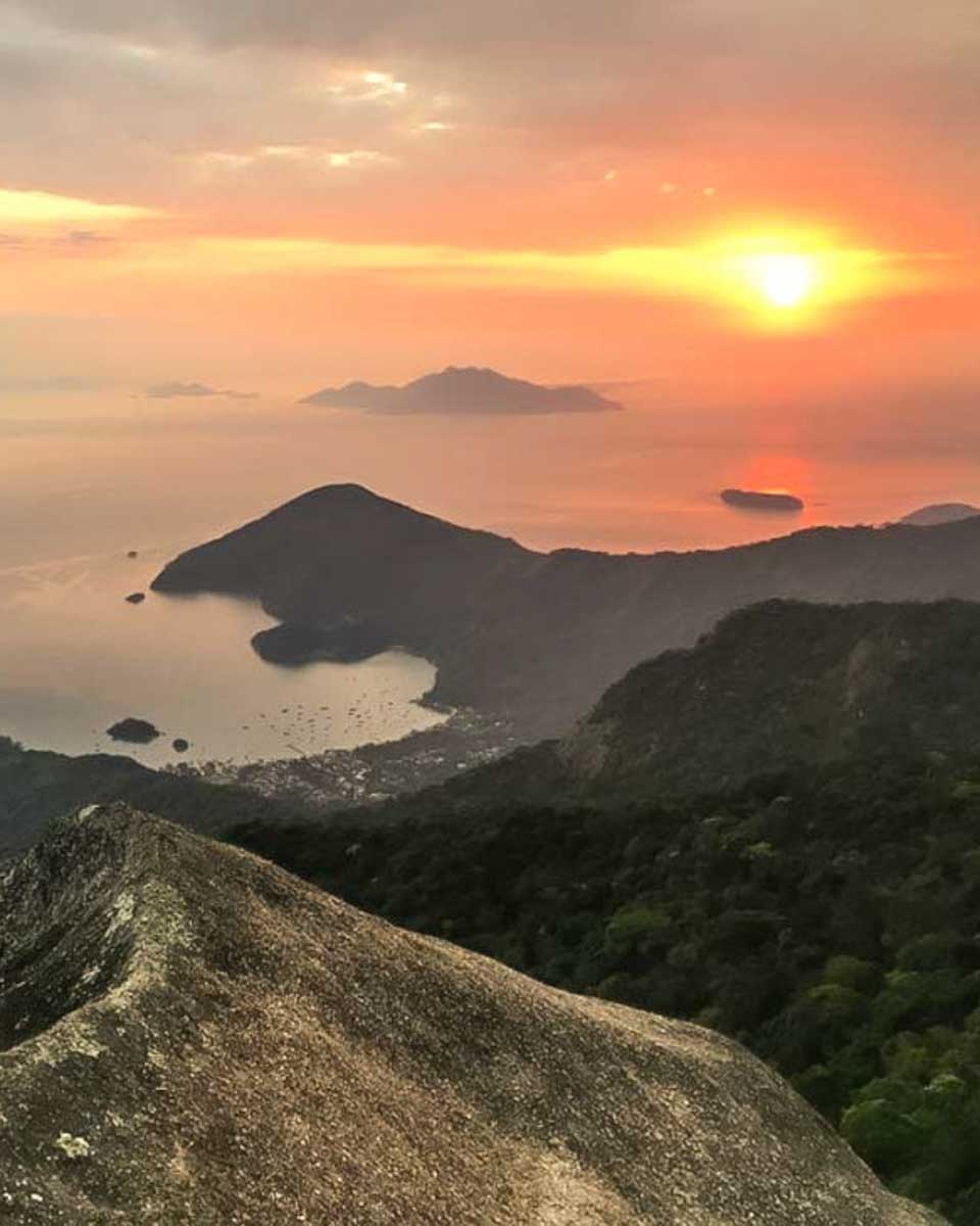 Pico do Papagaio seen on a sunrise hike in Ilha Grande Brazil