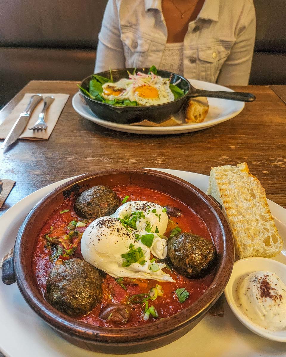 Two breakfast meals at Cafe Medina, Vancouver, BC