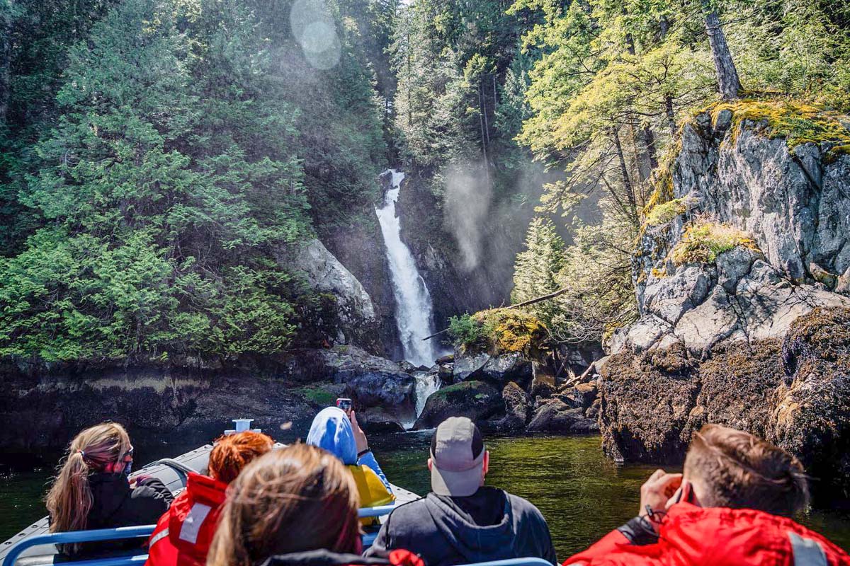 View of Granite Falls on a zodiac tour from Vancouver