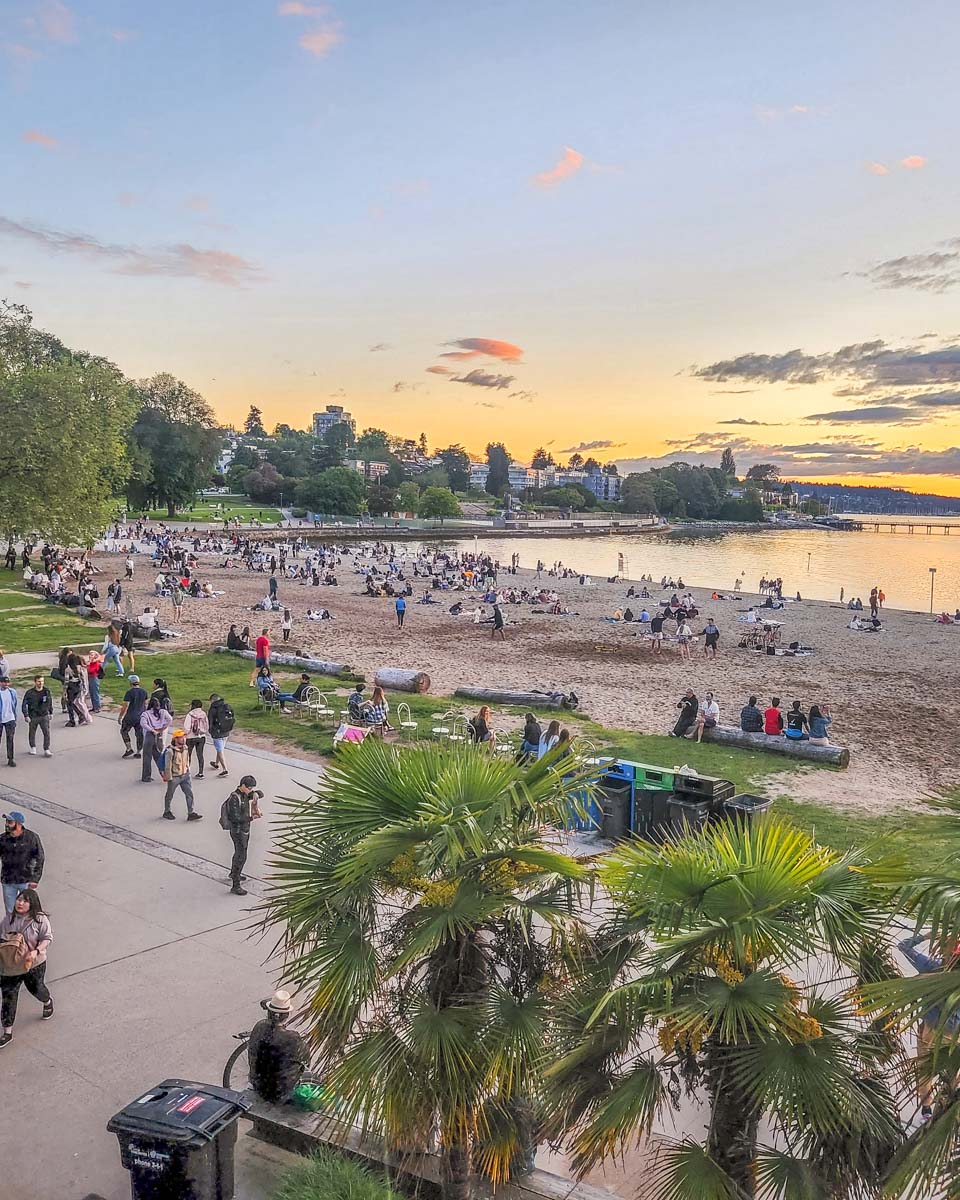 kitsilano at sunset as seen from The Boatshed Restaurant