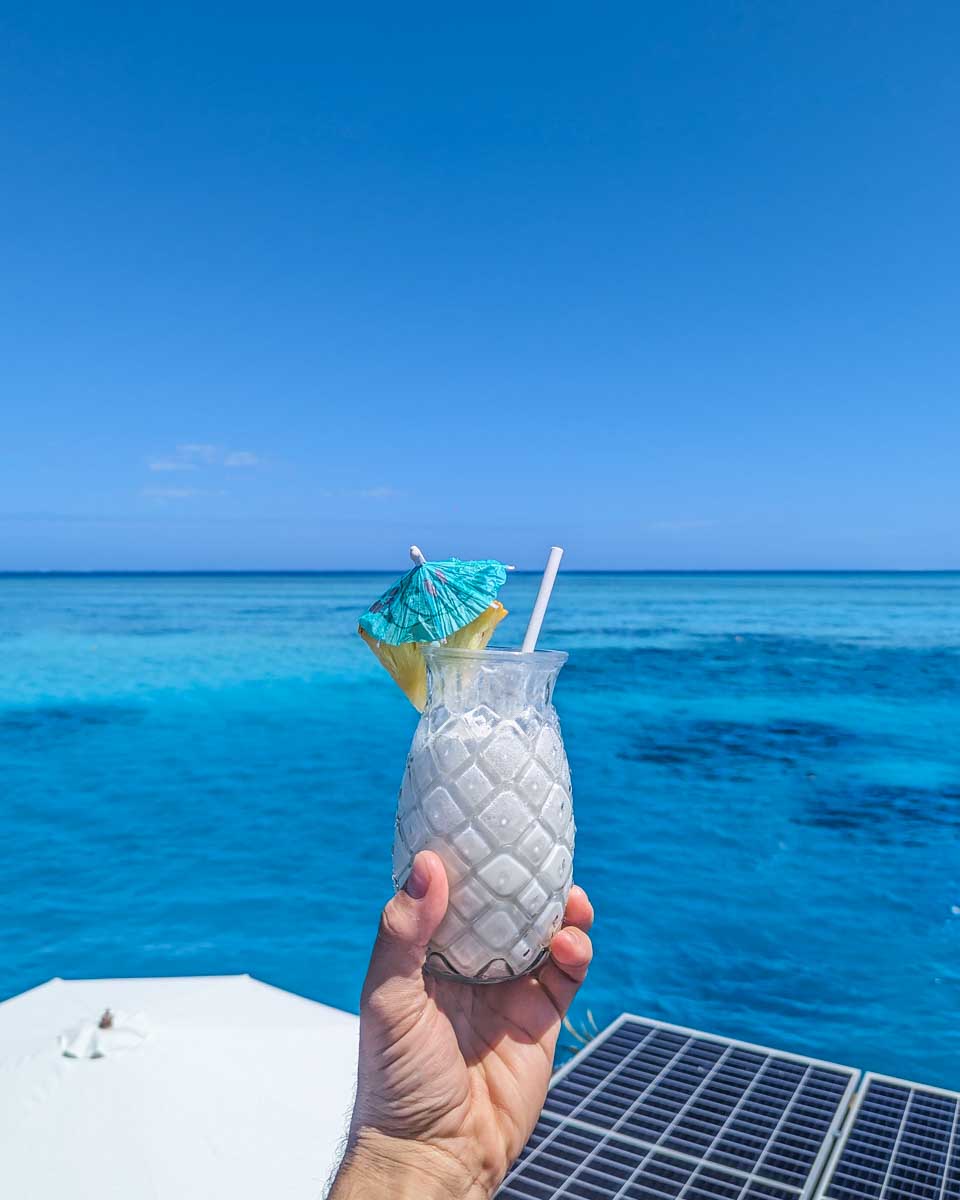 A cocktail from Seventh heaven Floating Bar in Fiji