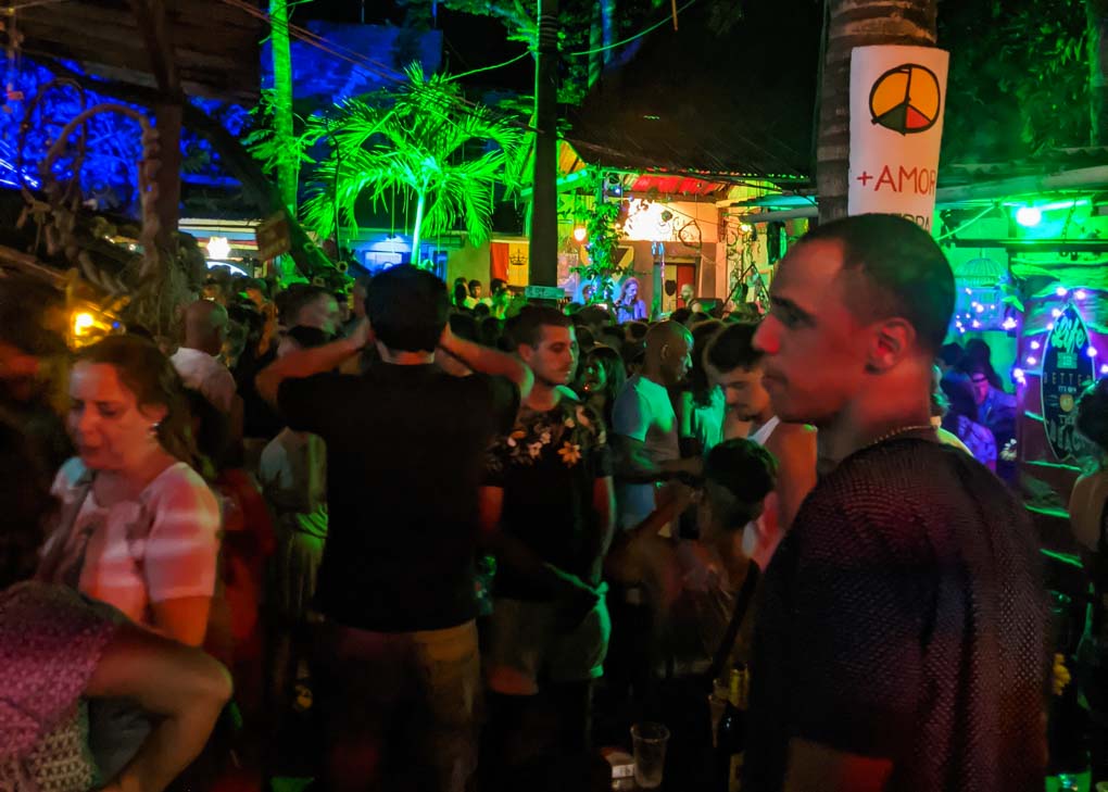 A crowd of people at Pedra do Sal in Rio, Brazil