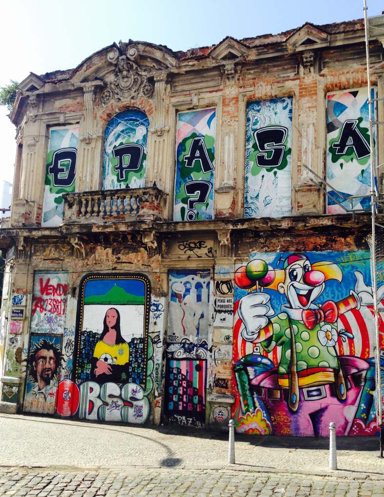 Street art in Lapa on an old building
