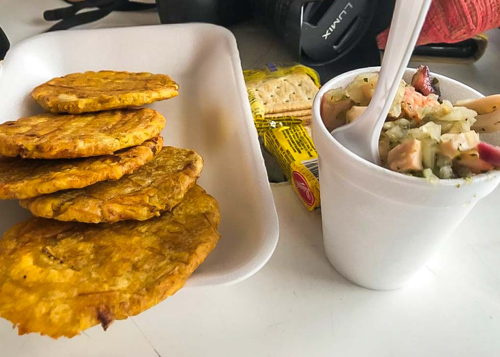 Ceviche and plantains on our food tour in Panama City, Panama