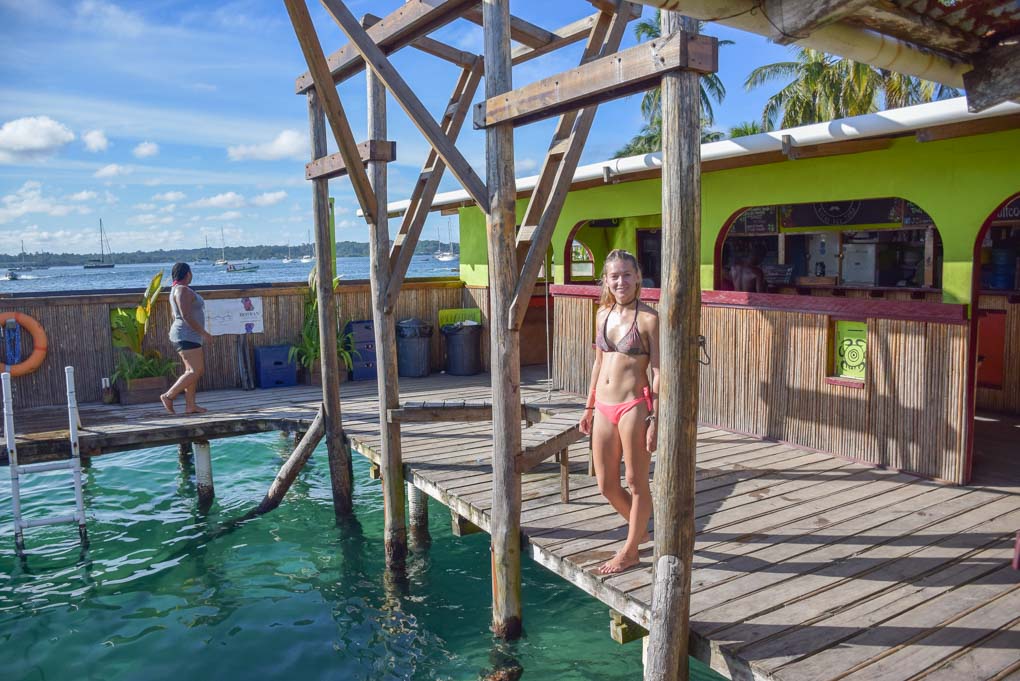 Bailey at the Aqua Lounge Bar in Bocas del Toro, Panama
