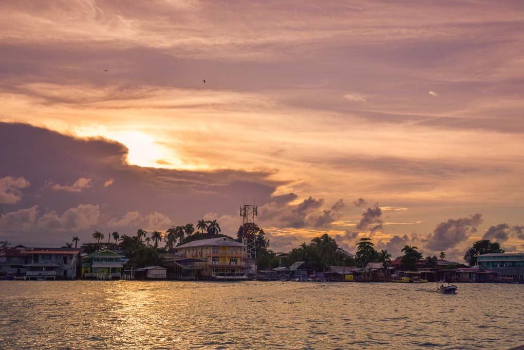 A magical sunset from the Aqua Lounge in Bocas del Toro, Panama