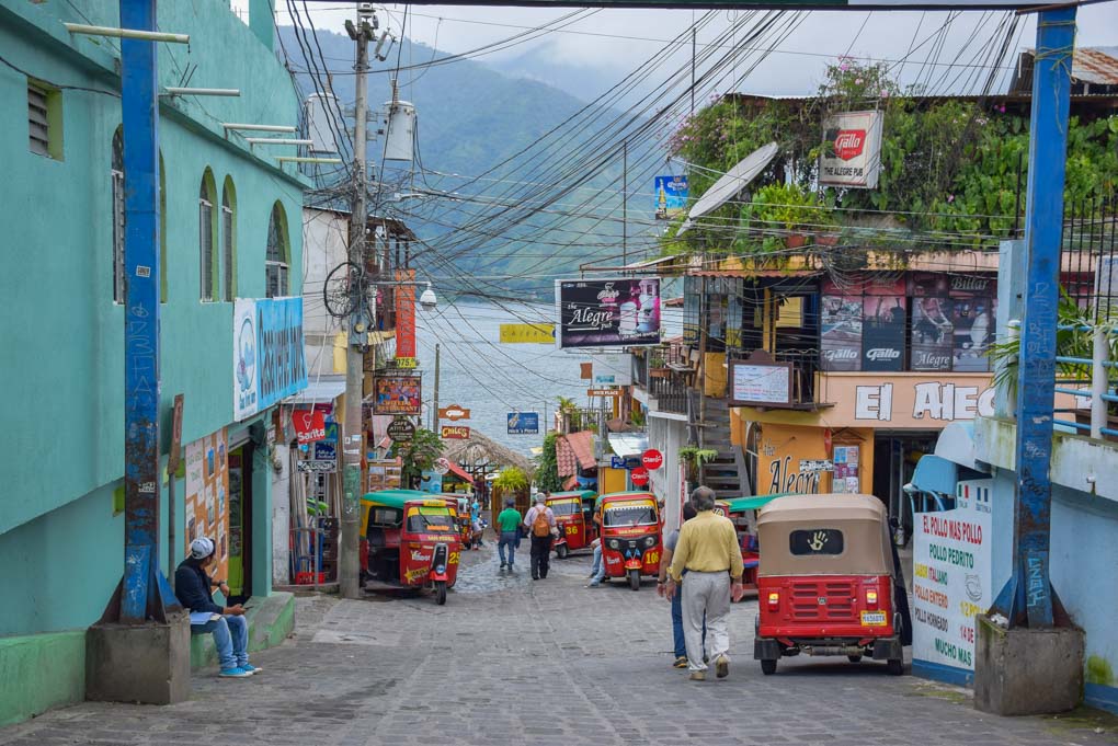 the streets of San Pedro town in Lake Atitlan, Guatemala